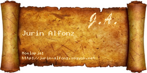 Jurin Alfonz névjegykártya